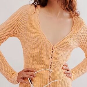 Free People Peach Knit Blouse